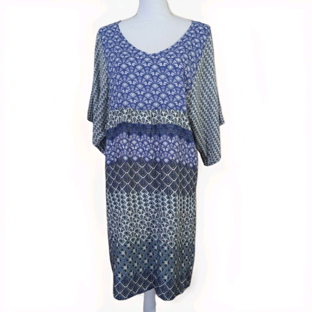 Prana Kyrie Dress Womens S Blue White Print Lightweight Coverup Casual